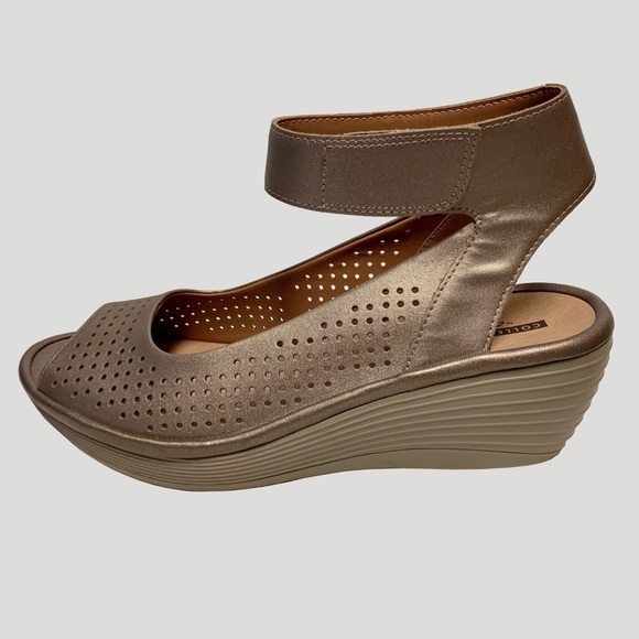 clarks metallic wedge sandals
